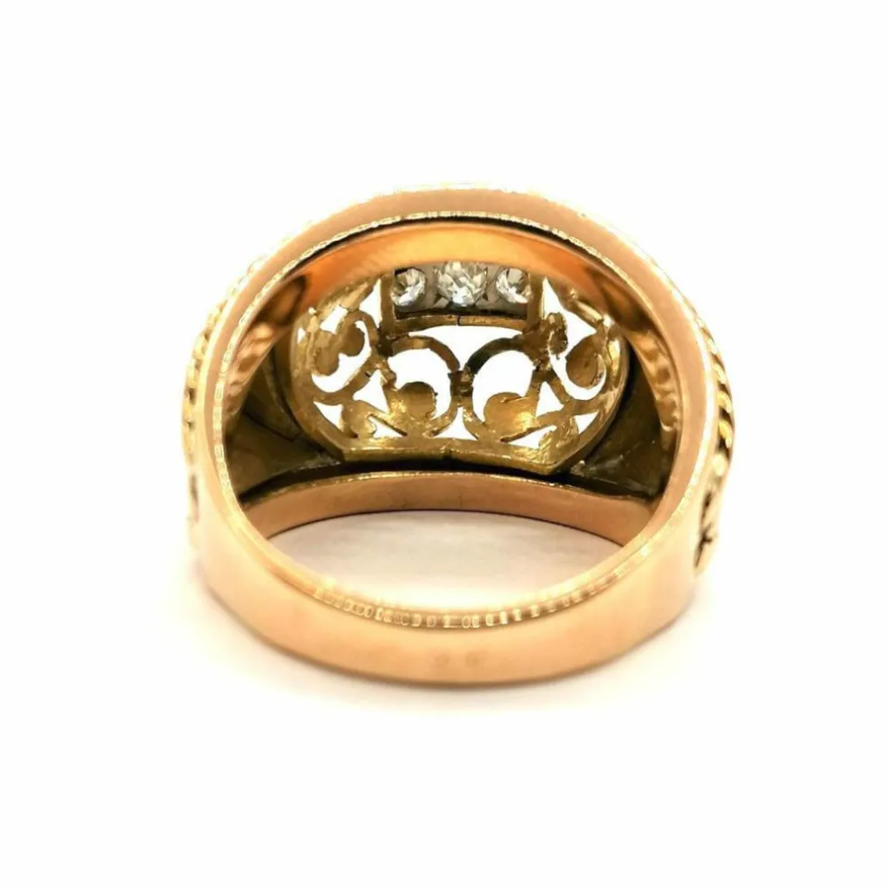 Bague vintage or jaune et diamants