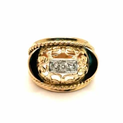Bague vintage or jaune et diamants