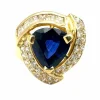 Bague Vintage or jaune 18K, saphir et diamants