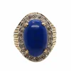 Bague vintage or jaune Lapis Lazuli et diamants