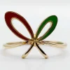 Bague vintage or jaune, émail rouge et vert