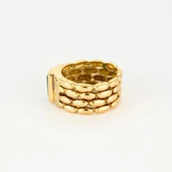 Bague Vintage Or Jaune Émeraude et Diamants