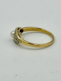 Bague vintage or jaune perle fine