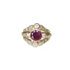 Bague vintage or jaune, rubis 1,94 ct, diamants
