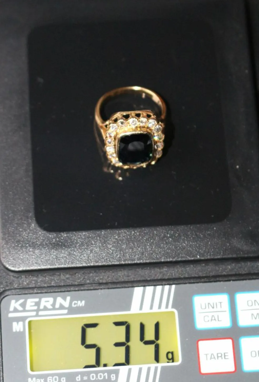 Bague Vintage Or Jaune Saphir Bleu Intense