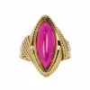 Bague vintage or jaune torsadé rubis