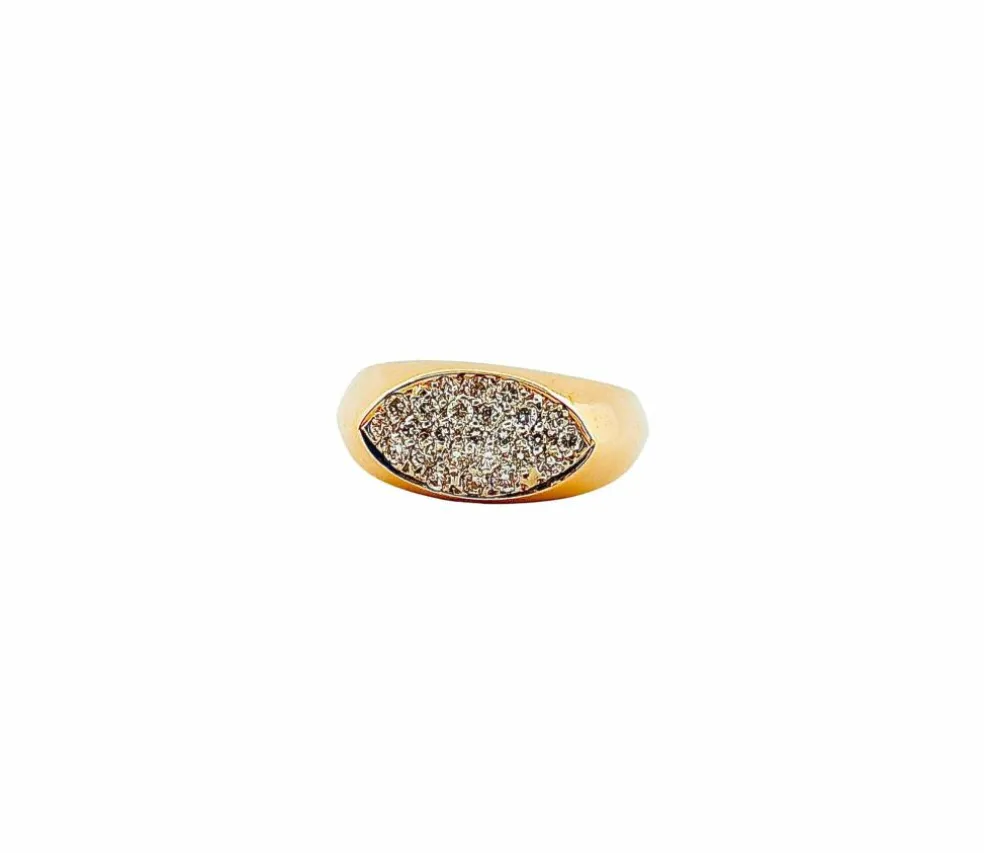 Bague vintage or massif 18 carats et diamants