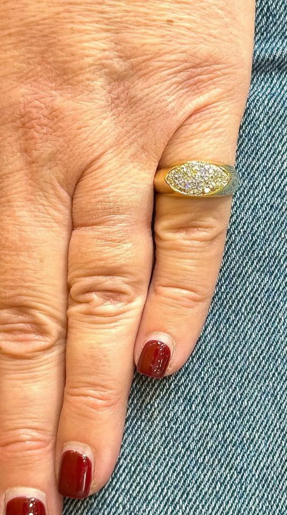 Bague vintage or massif 18 carats et diamants