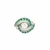 Bague Vintage or, platine, émeraudes et diamants