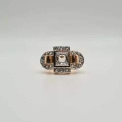 Bague vintage or rose diamants