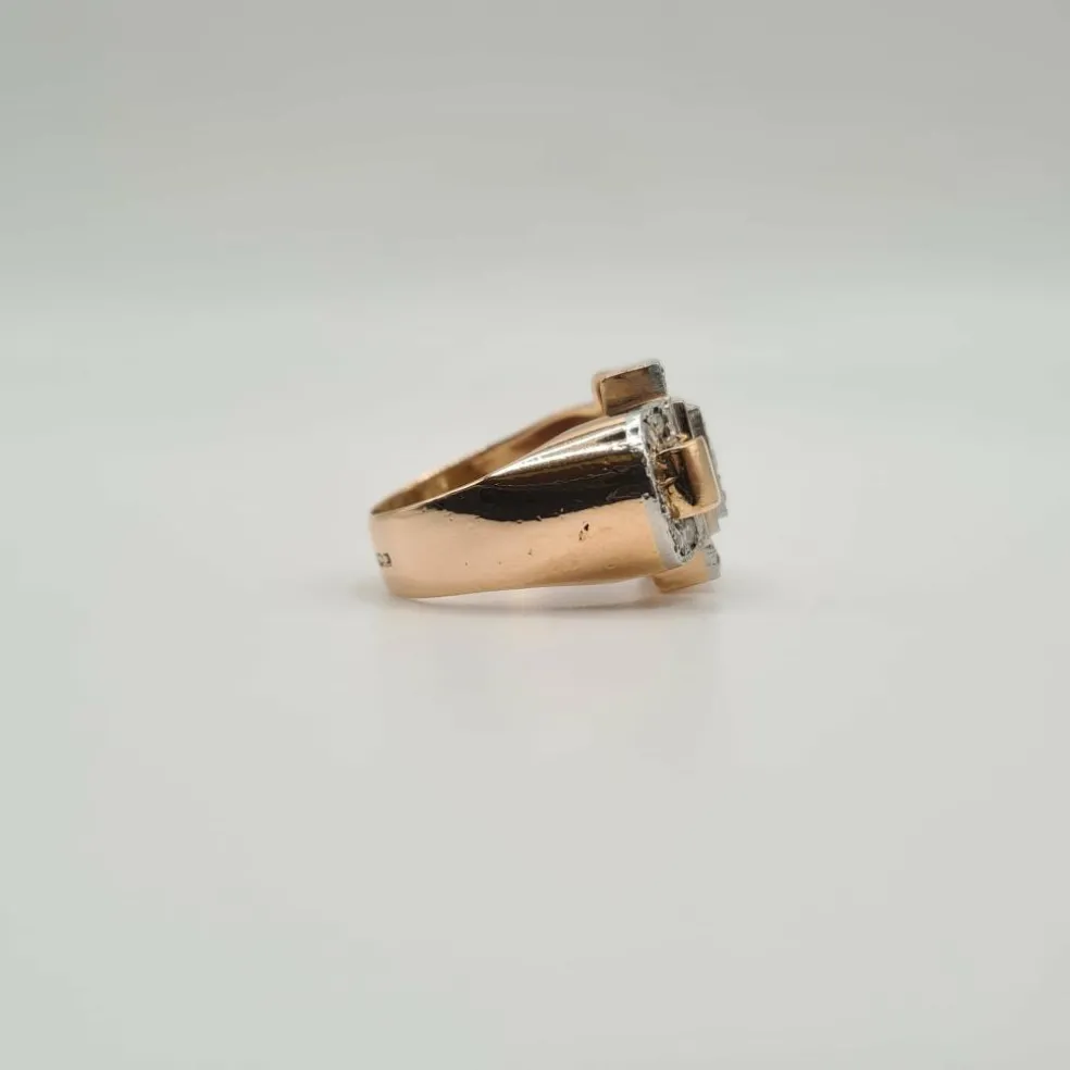 Bague vintage or rose diamants