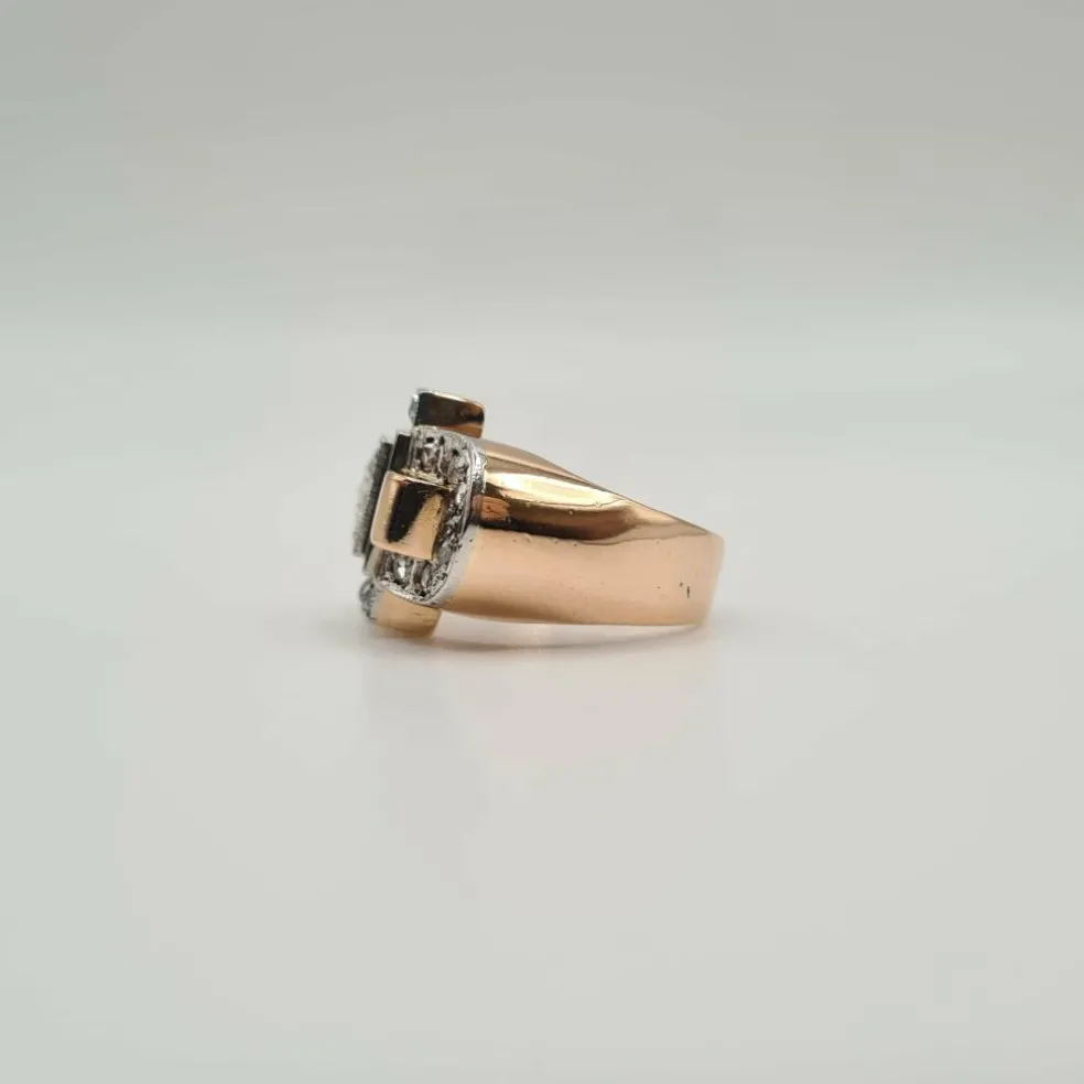Bague vintage or rose diamants