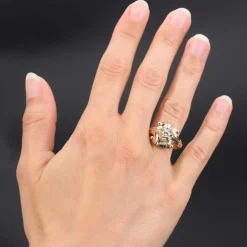 Bague vintage or rose or blanc diamant