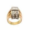 Bague vintage or rose platine & diamants