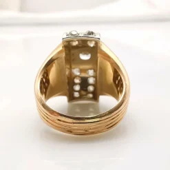 Bague vintage or rose platine & diamants