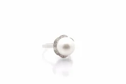 Bague vintage perle des mers du sud et diamants