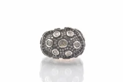Bague vintage roses diamants en or et argent