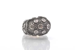 Bague vintage roses diamants en or et argent