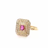 Bague vintage rubis et diamants en or 18k