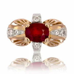 Bague vintage rubis et diamants