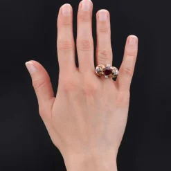 Bague vintage rubis et diamants