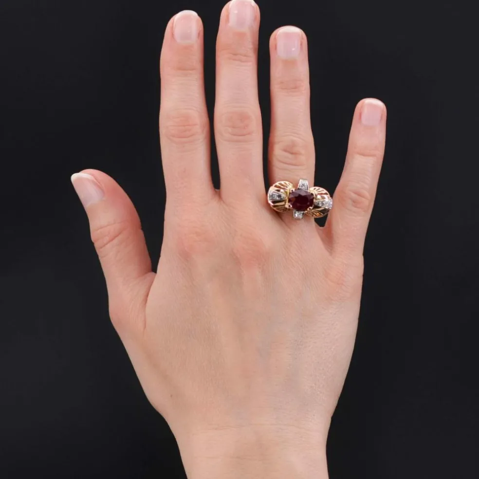Bague vintage rubis et diamants