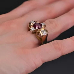 Bague vintage rubis et diamants
