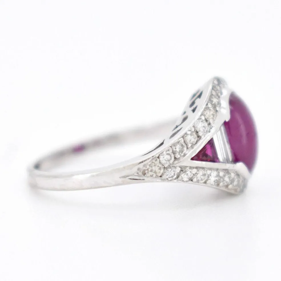 Bague Vintage Rubis et Diamants, Style Art Déco