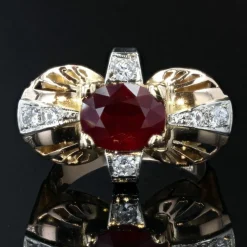 Bague vintage rubis et diamants