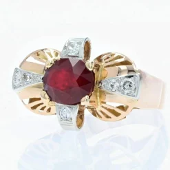 Bague vintage rubis et diamants
