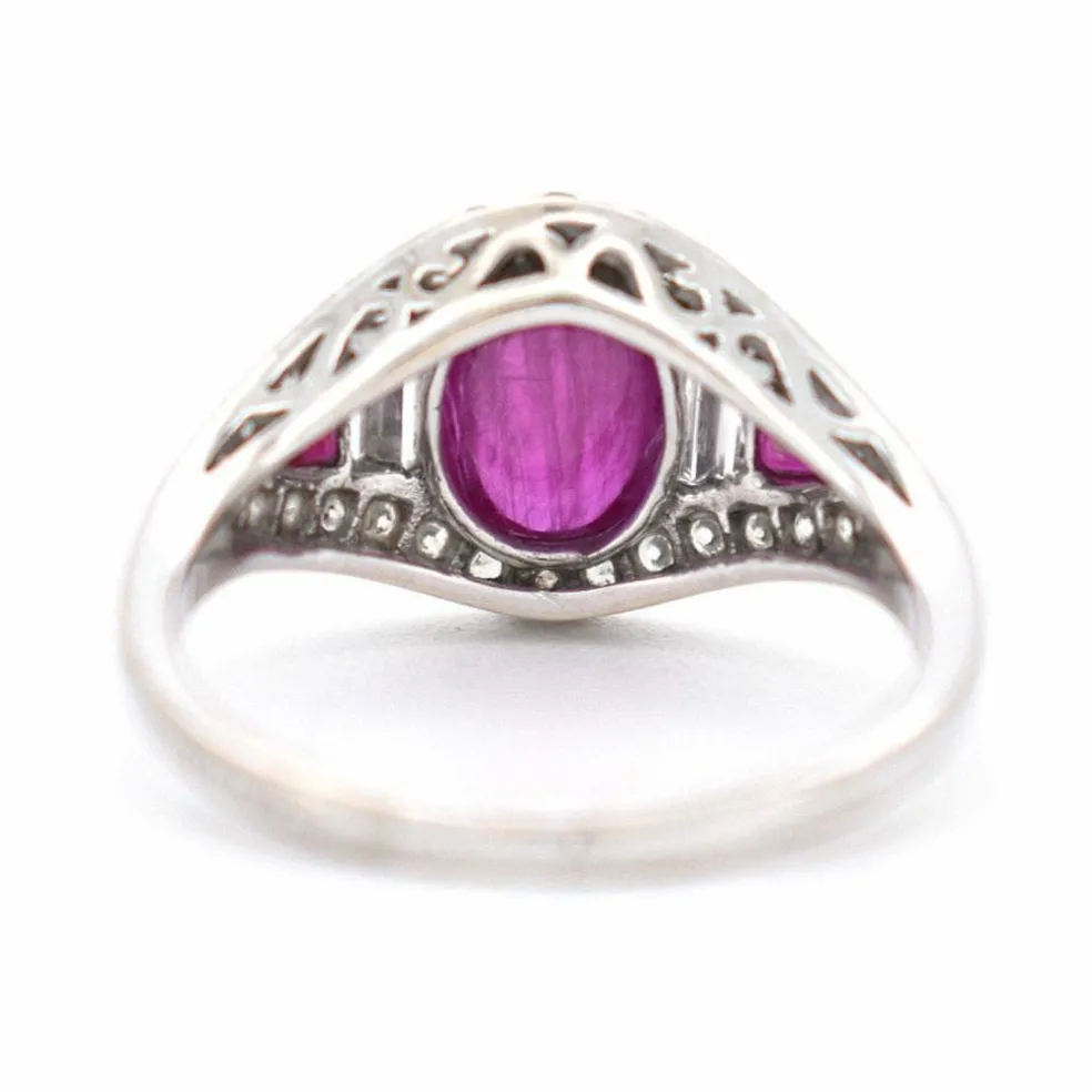 Bague Vintage Rubis et Diamants, Style Art Déco