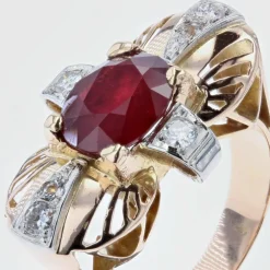 Bague vintage rubis et diamants