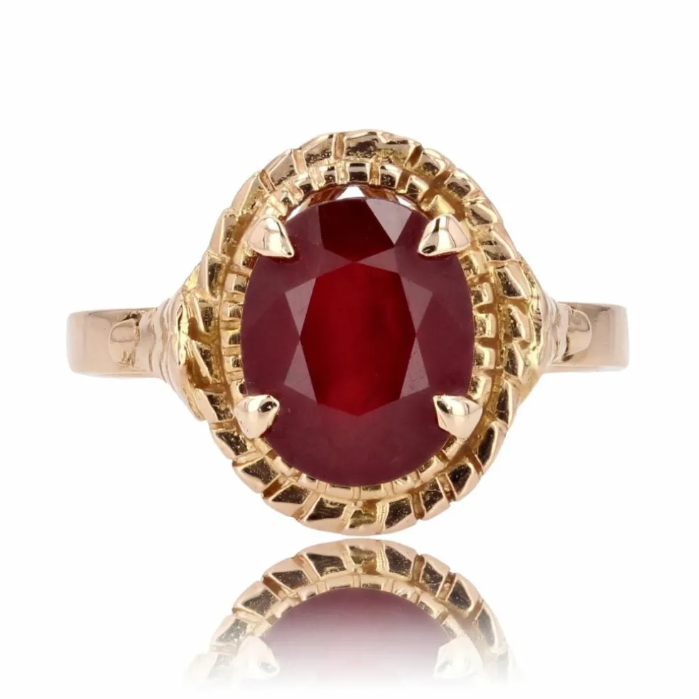 Bague vintage rubis or rose