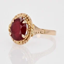 Bague vintage rubis or rose