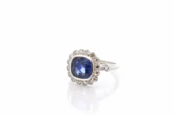 Bague vintage saphir de 2,83cts et diamants