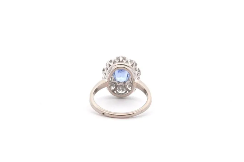 Bague vintage saphir de Ceylan diamants