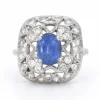 Bague Vintage Saphir et Diamants, Style Art Déco
