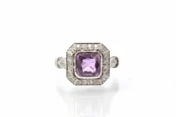 Bague vintage saphir et diamants en platine