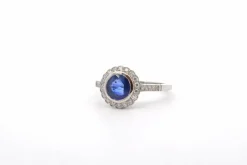 Bague vintage saphir et diamants en platine