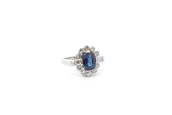 Bague vintage saphir et diamants en platine