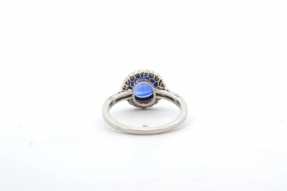 Bague vintage saphir et diamants en platine