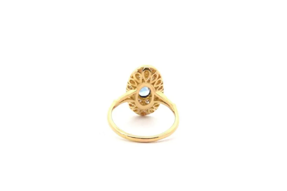 Bague vintage saphir et diamants en or jaune