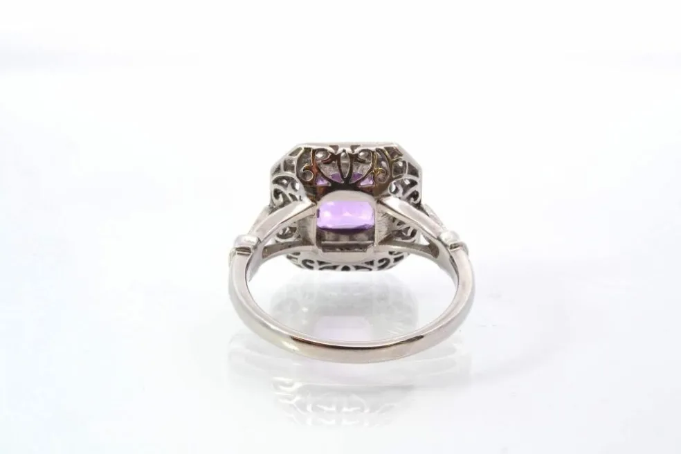 Bague vintage saphir et diamants en platine