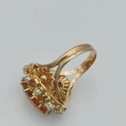 Bague vintage saphir orange perles