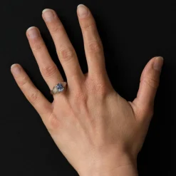 Bague vintage saphir platine
