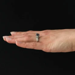 Bague vintage saphir platine