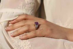 Bague vintage saphir rose de Ceylan étoilé