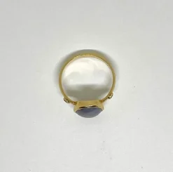 Bague vintage saphir étoilé et diamants
