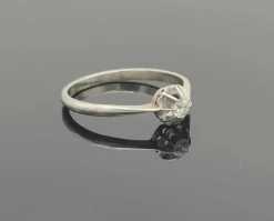 Bague vintage solitaire diamant or gris 18K
