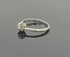 Bague vintage solitaire diamant or gris 18K